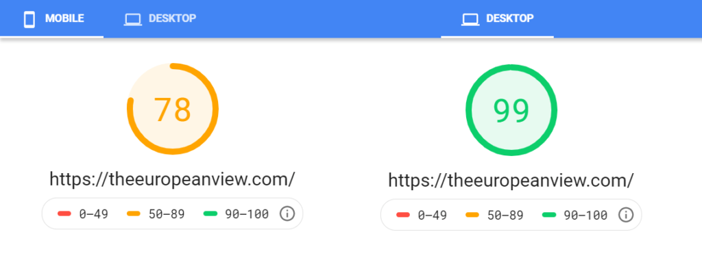 PageSpeed Insight Theme change